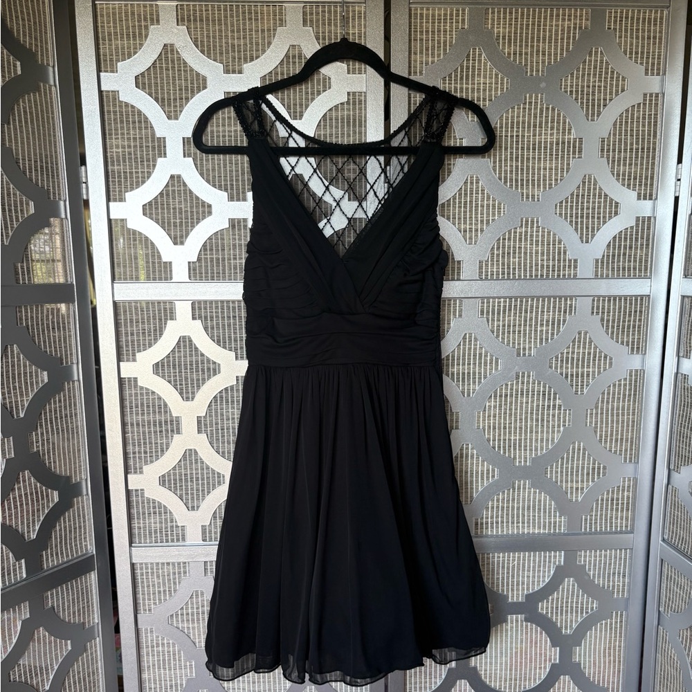 City Triangles Black Pleated Ruched Cocktail Dress